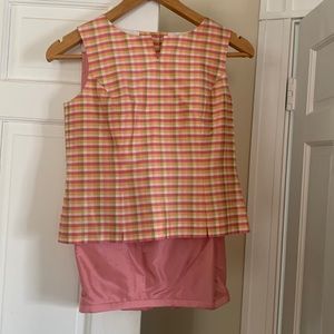 Silk plaid top and silk pink pants